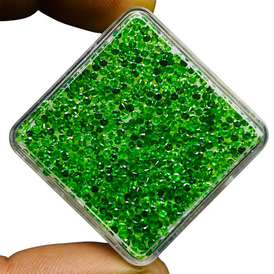 100 Pcs Natural Tsavorite 1.7mm Round Diamond Cut Loose Dazzling Green Gemstones
