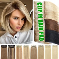 BLONDE One Piece Side Hair Pad Topper Clip In 100 Remy Human Hair Extensions UR
