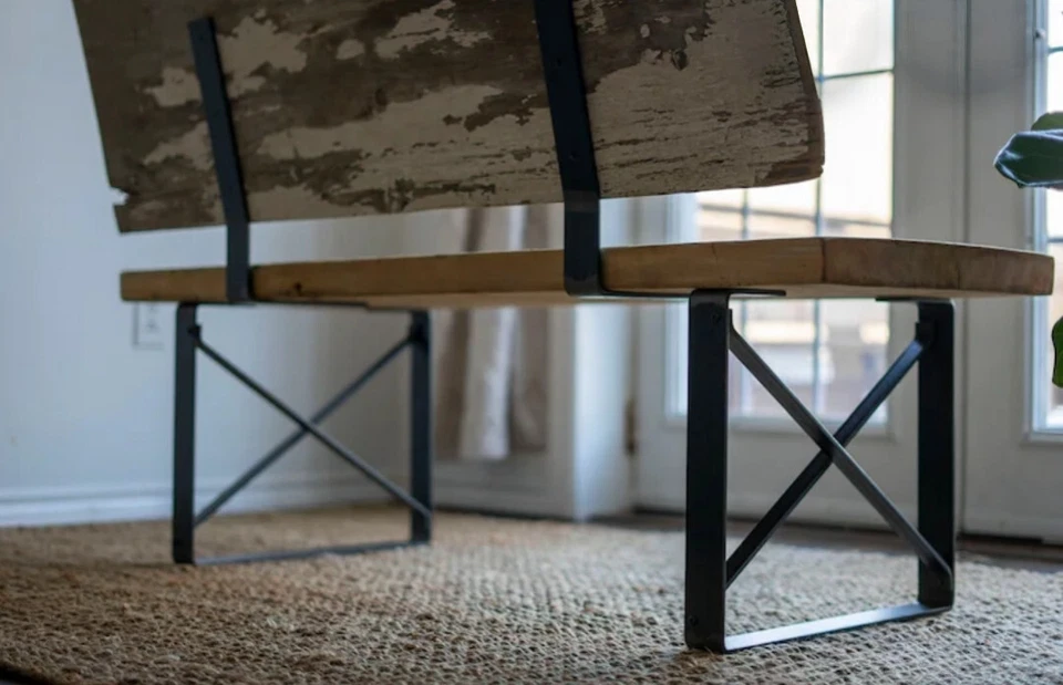 "Backrest Bracket Metal Leg for Bench & Shelf, Modern L Bracket, Rustic Shelf - Image 2 of 4