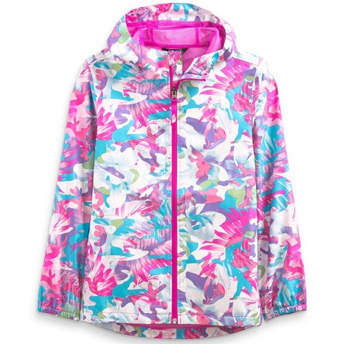 NWT The North Face Girls Floral Print Hooded Zipline Rain Jacket, Pink/Multi, XL