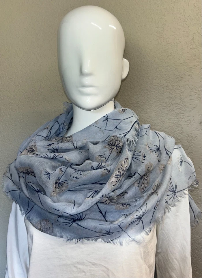 Лот из 12 Rampage цветочный шарфы w/кольца (4 каждый светло-розовый/светло-синий/белый) - Изображение 2 из 4