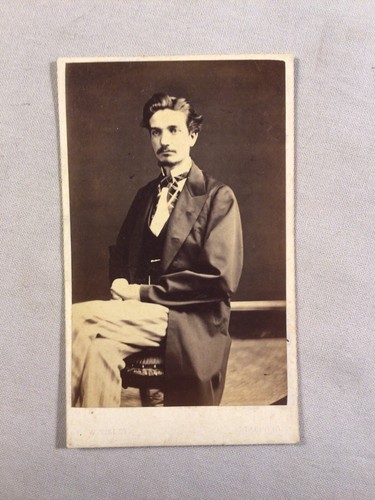 FOTO CDV anni 1870 bel giovane UK ENGLAND antica vintage - Foto 2 di 3