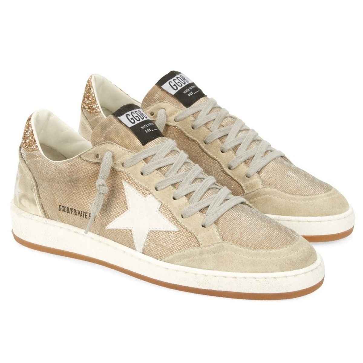 Golden Goose Ball Star Low Top Sneaker Nordstrom Exclusive Natural/ Gold/  Grey