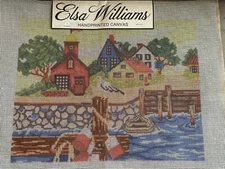 Elsa Williams HARBOUR VILLAGE Handprinted Needlepoint Canvas 23245 14x11 Seaside