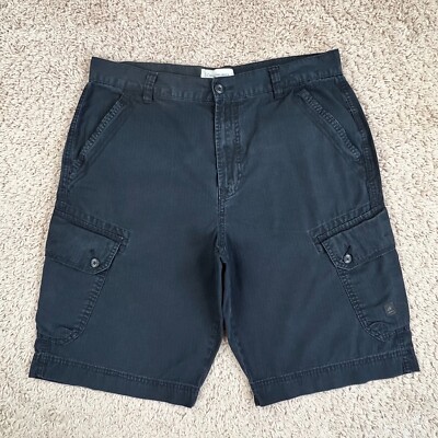 CALVIN KLEIN JEANS Black Cargo Shorts Mens 34 Button-Flap Pockets Classic 