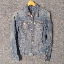 Tommy Hilfiger Button Down Jean Jacket Girl Size Medium Denim Pit 17 Inches