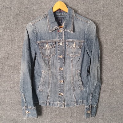 Tommy Hilfiger Button Down Jean Jacket Girl Size Medium Denim Pit 17 Inches 