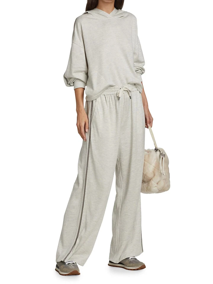 Pantalones deportivos Brunello Cucinelli Piping Monili hechos en Italia talla XL. Nuevos/etiqueta