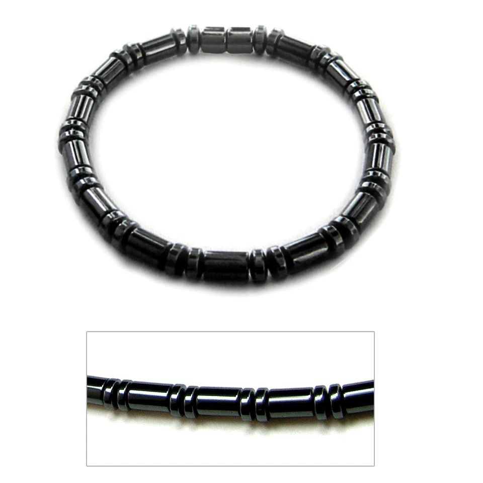 Pulseira masculina elegante magnética de contas cilíndricas de hematita Accents Kingdom - Imagem 3 de 3