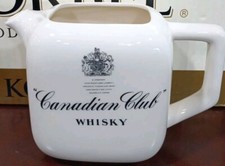 Canadian Club Whiskey Water Pitcher White Ceramic Royal Seal Made In USA Pub Jug