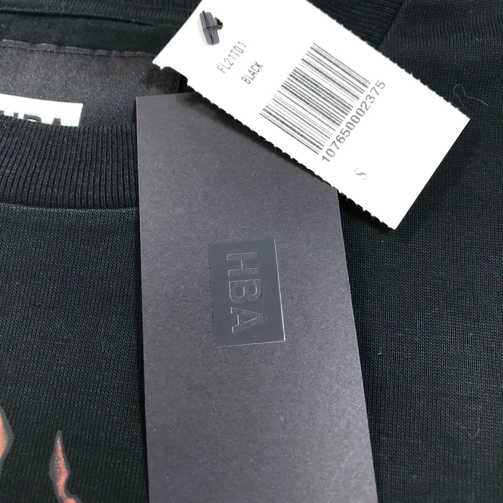 HBA (HOOD BY AIR) Maglietta New Hood By Air Uomo Small Flames Spell Out Doppio Lato Maglietta Fire HBA