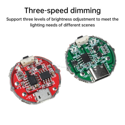 Flashlight Driver Switch Circuit Board 3-Level Type-C/Micro USB for 10W LED Bead