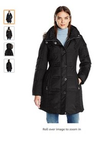 anne klein down coat with faux fur