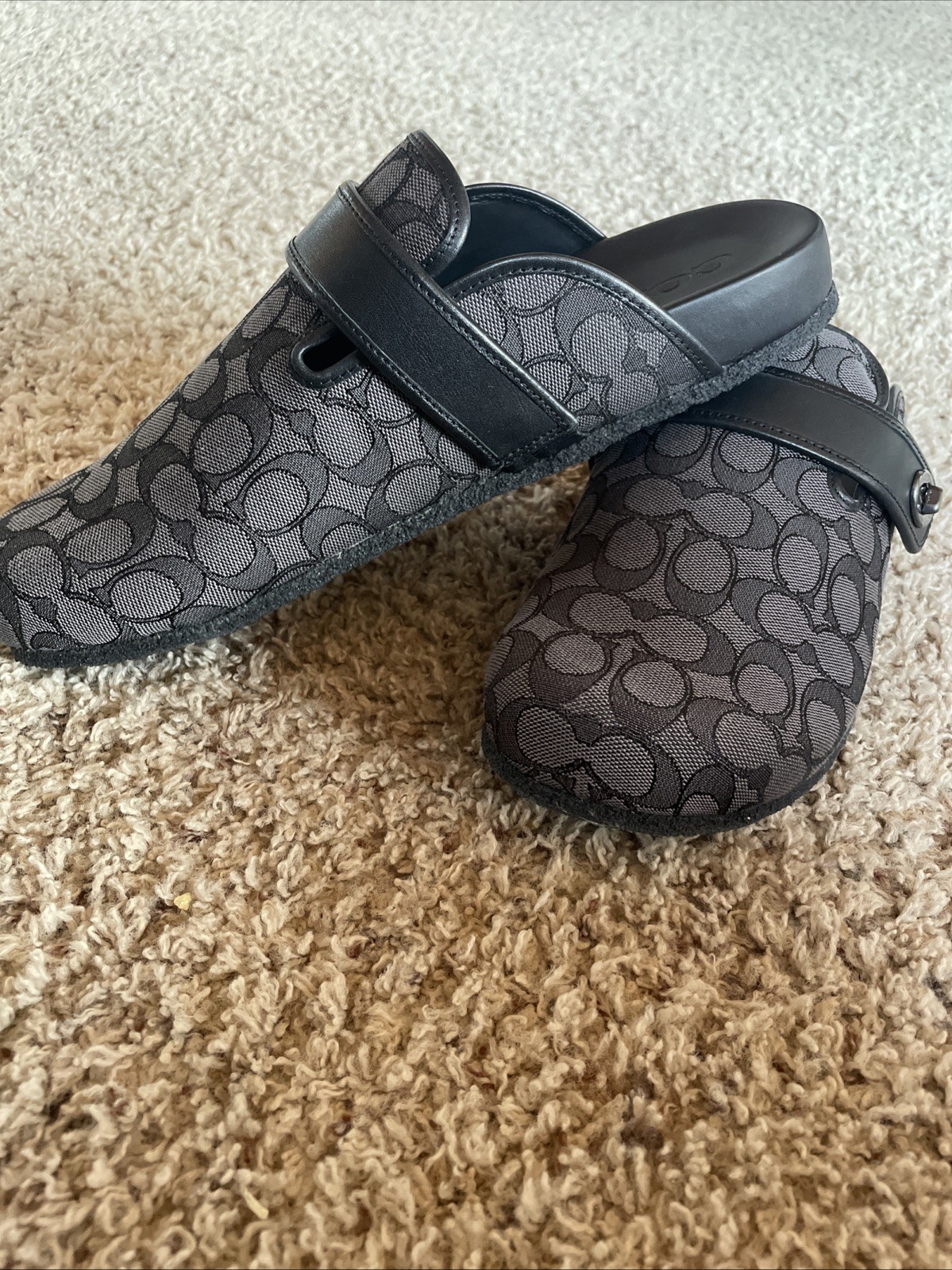 Coach Mens Signature Logo Clogs Jacquard Comfort Slip-On Round Toe Size 13D New thumbnail 2