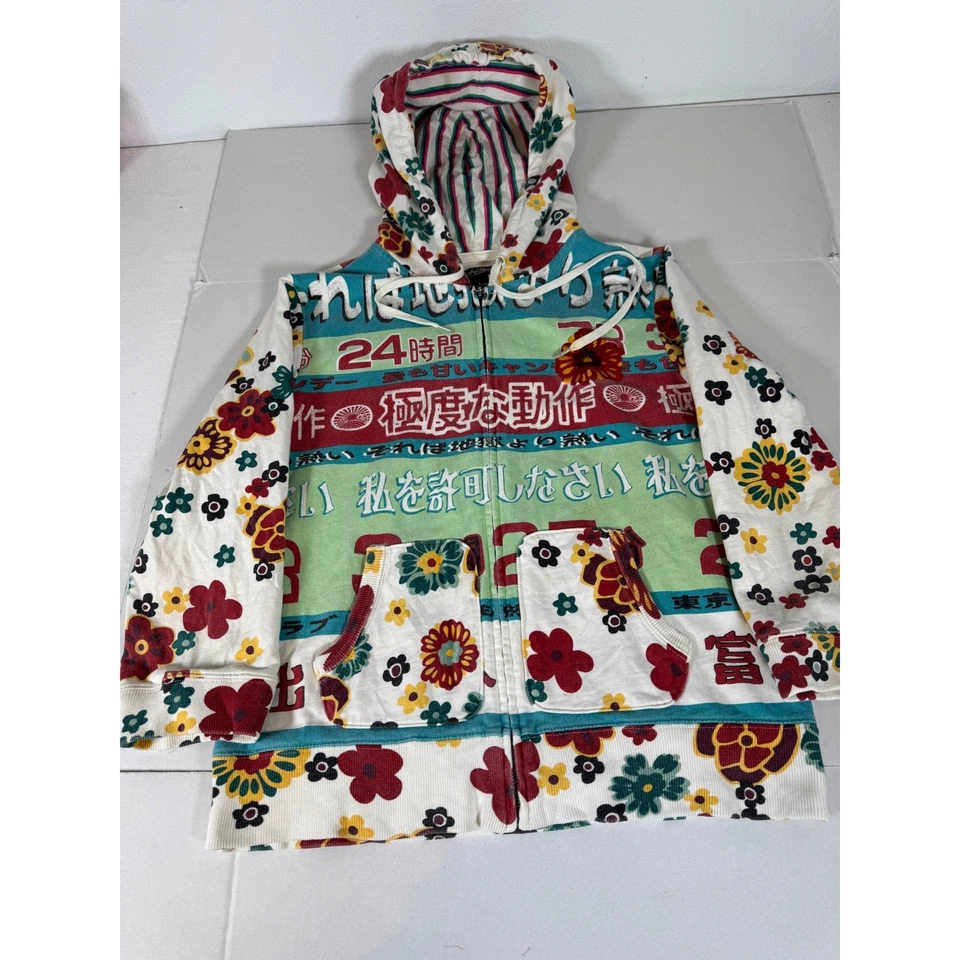 Moletom com capuz Lucky Brand feminino Lucky Cat Shibuya flor zíper estampa japonesa floral - Imagem 4 de 4