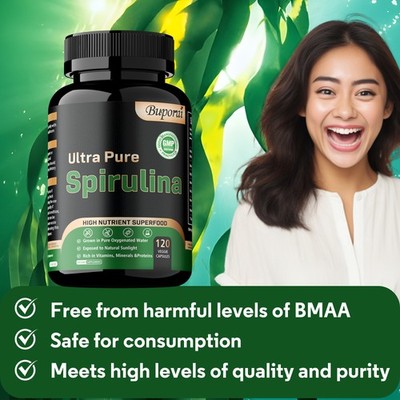 Ultra Pure Spirulina Capsules - Supports Overall, Energy, Immune System - 120pcs
