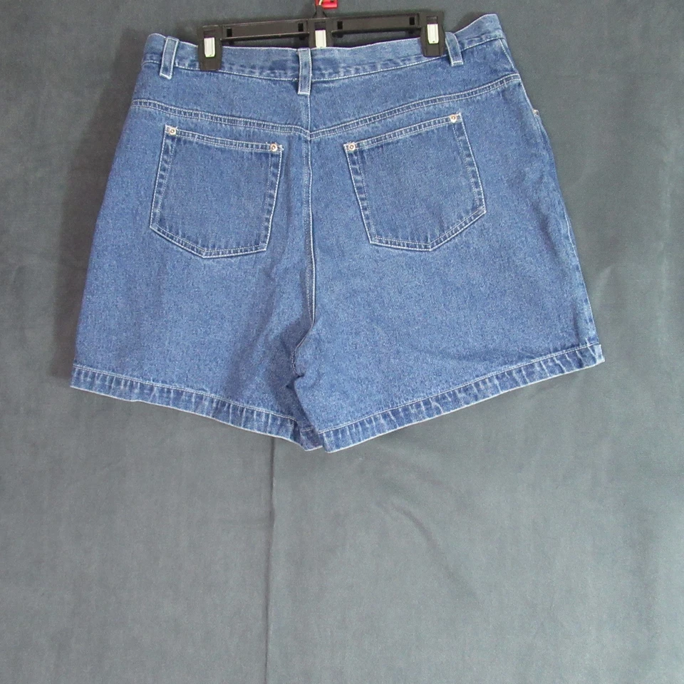 Pantalones Cortos de Jean LA Blues Mujer 18 Azul Bordado Floral Estrás Talla Alta Denim Foto 3 de 4