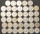 90% Silver Washington Quarters, Full Roll (40) - 1940's, 1950's, 1960's, Q32o