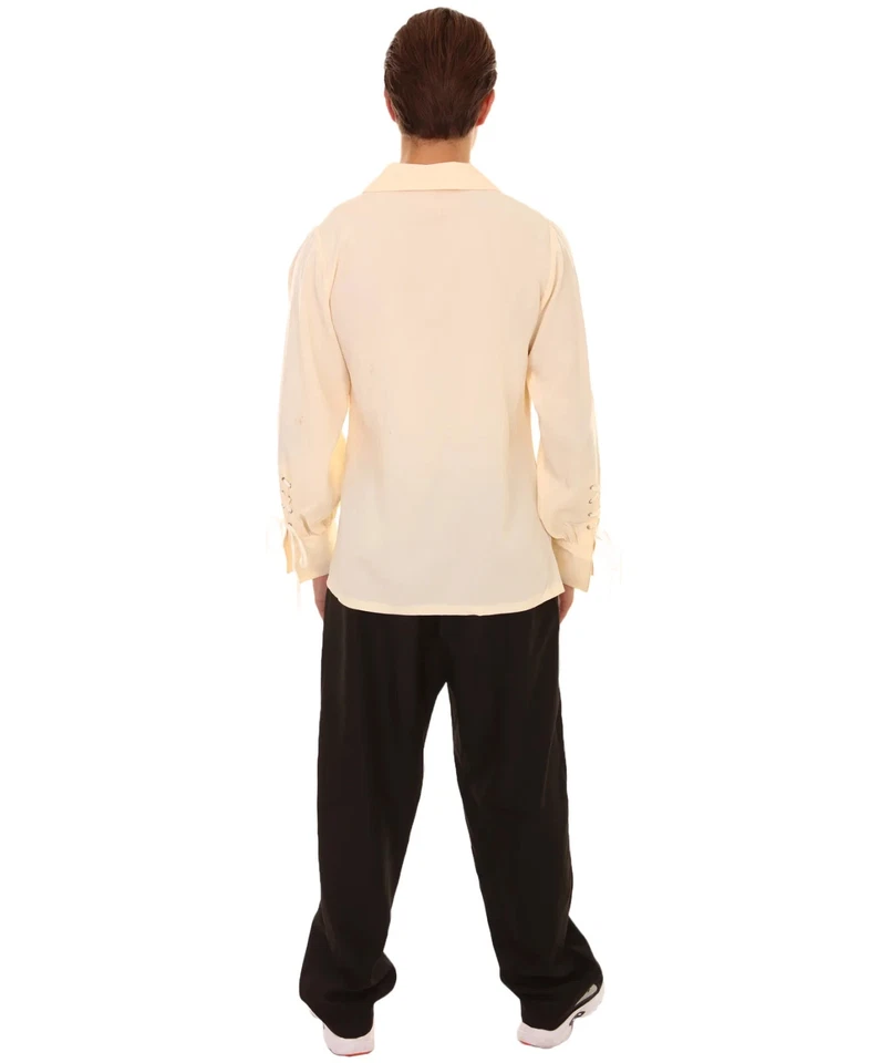 Disfraz Camisa Pirata Para Hombre Adulto Color Beige HPO Talla S M L XL - Imagen 4 de 4