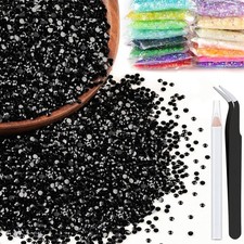 5000pcs 3mm Resin Rhinestones Bulk, Black Flatback Round Jelly Rhinestones