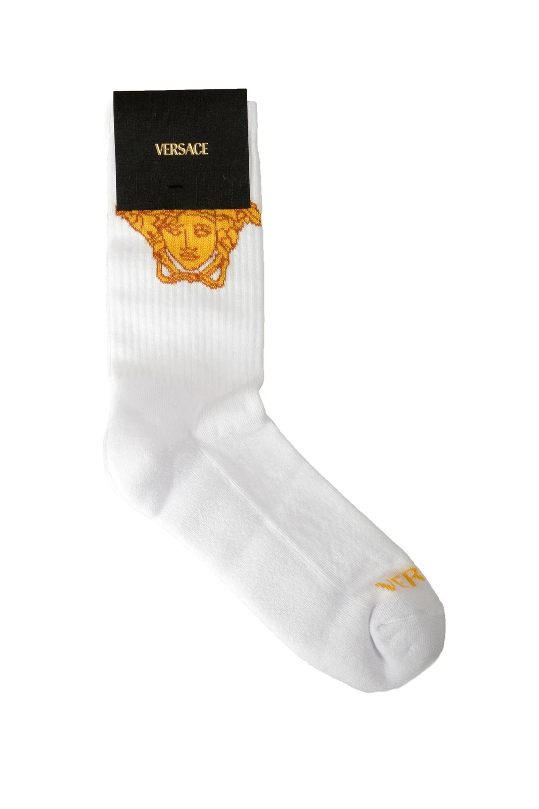 Versace White & Gold Medusa Head Athletic Socks sz S