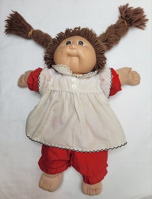 Vtg 1985 Coleco Cabbage Patch Kid Brown Hair Brown Eyes Dimples Blue Signature