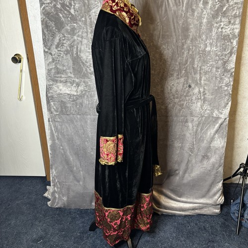 Goody Goody California Robe Womens Small Black Velvet Brocade Belted Maxi - Picture 5 of 15