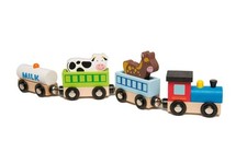 Wood Toy Train Playset - Animal Farm Train