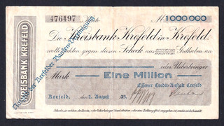 Krefeld Essener Credit Anstalt / Kreisbank 1 Million Mark 1.8.1923