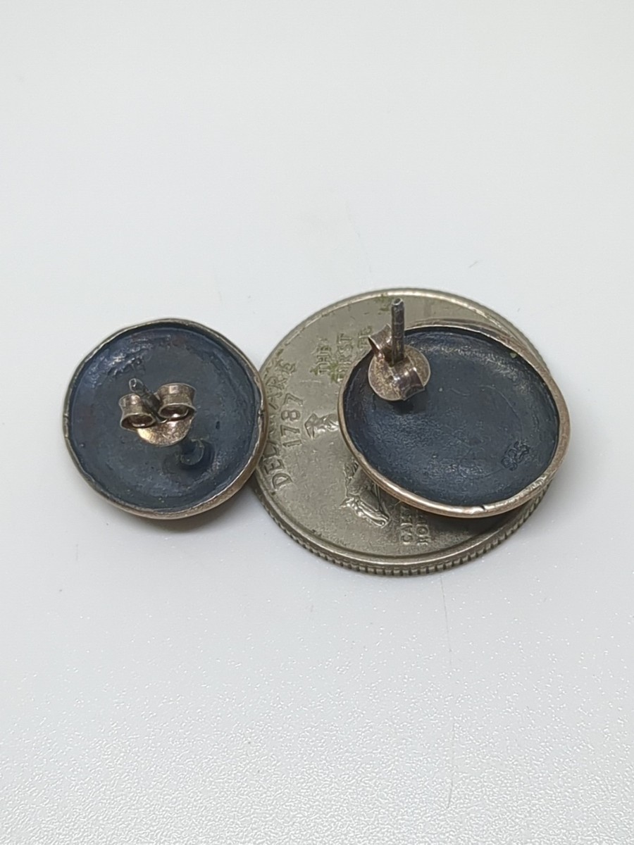 Vintage Sterling Silver 925 Carnelian Stud Earrings View 4