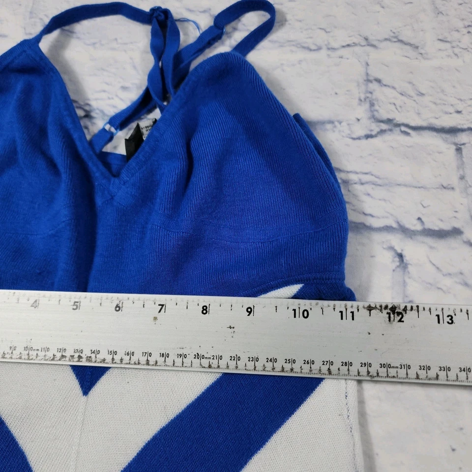 Maxi Vestido Forrado Bebe MUJER TALLA S Azul Blanco Tejido a Rayas Foto 3 de 4