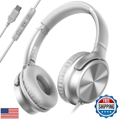 Cowyawn USB C Headphones Wired, Over Ear USB C Wired Headphones