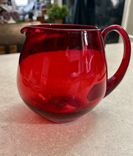 Stunning Blenko Glass Blue Pitcher/Jug Vintage 5.25 Inch Tall