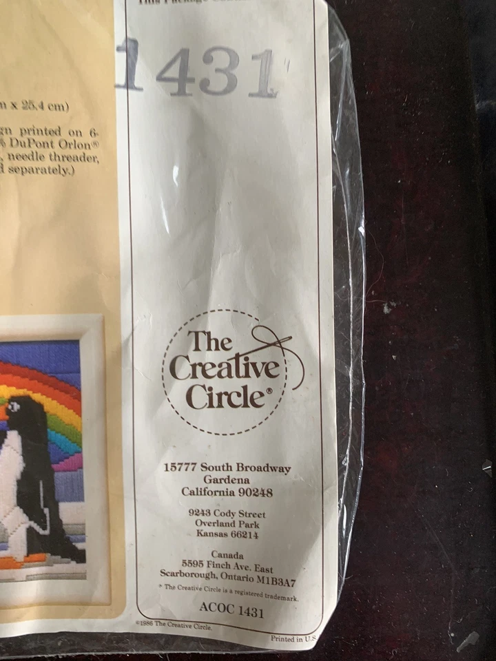Penguins Rainbow Vintage Longstitch Needlepoint Kit NIP 8x10 Creative Circle - Image 3 of 4