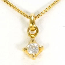 agete 18K Yellow gold Necklace Diamond About1.6g About39cm Free shipping Used