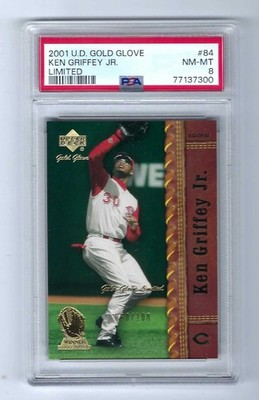 2001 U.D. Gold Glove Limited #84 Ken Griffey Jr. HOF Reds 060/100 PSA 8 NM-MT