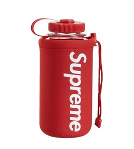 Supreme Nalgene 32 oz Reusable Water Bottle Red Clear Plastic w/ Sleeve SS20 Box