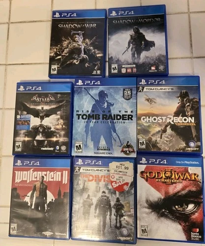 PS4 & PS2 VIDEO GAME LOT God of War, Wolfenstein, Batman, LOTR PlayStation 4