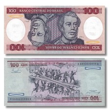 Brazilian 100 Cruzeiros Banknote P-198a Uncirculated