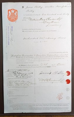 1890 James Stubley, Batley to W. Chadwick, Carr House Dewsbury Share Transfer