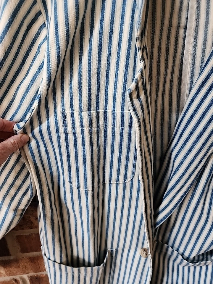 Blazer vaquero a rayas vintage # super lindo # preppy/ talla L de negocios hecho en EE. UU. Foto 2 de 4