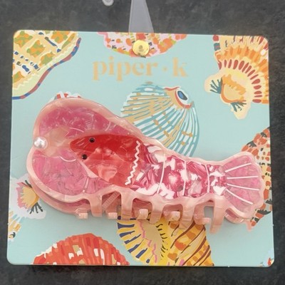 Piper K Viral Lobster Hair Clip Large Claw Double Sided Red Pink Faux Pearl Gift