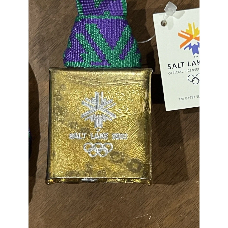 Солт-Лейк-Сити 2002 Город Олимпийских игр Корова Латунь Bell & Lanyard Moen Bell Lanyard Новый с Ярлыками - Изображение 2 из 4