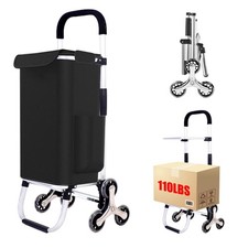 2 in 1 Shopping Cart Groceries 110lbs Foldable 6 Wheels Waterproof Bag