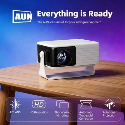 AUN Y3 MINI Projector LED Home Theater Portable Smart TV Cinema HDMI Speaker Gam