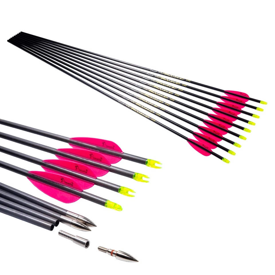 .204" 400 Spine Hunting Archery Compound Bow Carbon Arrows 12PC - Image 3 of 4