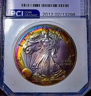 2016 American Silver Eagle PCI  Incredible Vibrant Rainbow Toning. SHOW COIN