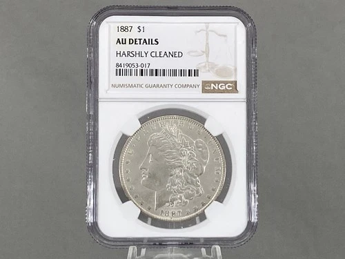 1887 MORGAN $1 Silver Dollar  NGC AU DETAILS HARSHLY CLEANED 8419053-017