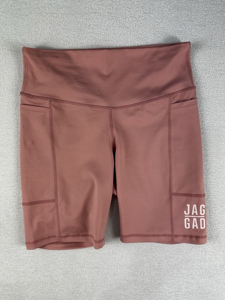 Jaggad High Waisted Bike Shorts Dusty Rose Size Medium Women’s Pocket Activewear
