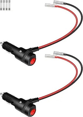 12V Cigarette Lighter Male Plug with Switch Button, 16AWG Car Replacement Heavy